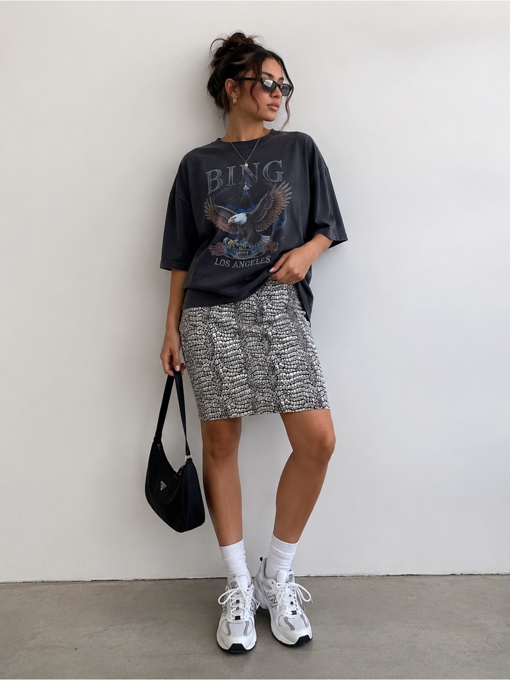 Pixley Stitch Fix Size XXL Black White Reptile Skirt Sleek Urban Chic Edgy